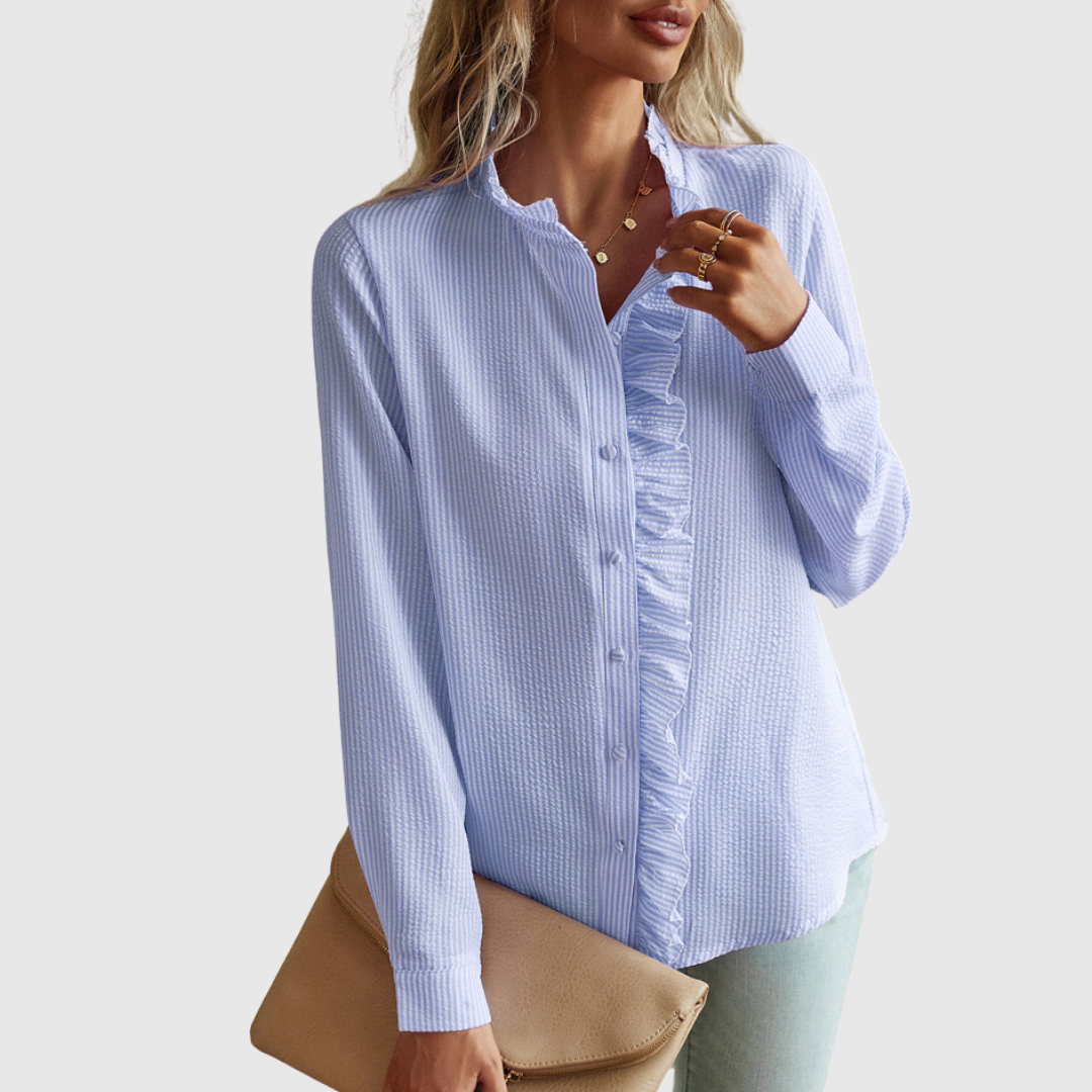 Charlotte | Gestreepte Blouse met Elegante Voile-Uiterlijk