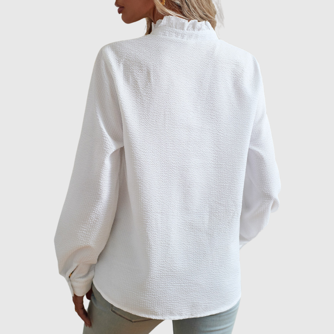 Charlotte | Gestreepte Blouse met Elegante Voile-Uiterlijk