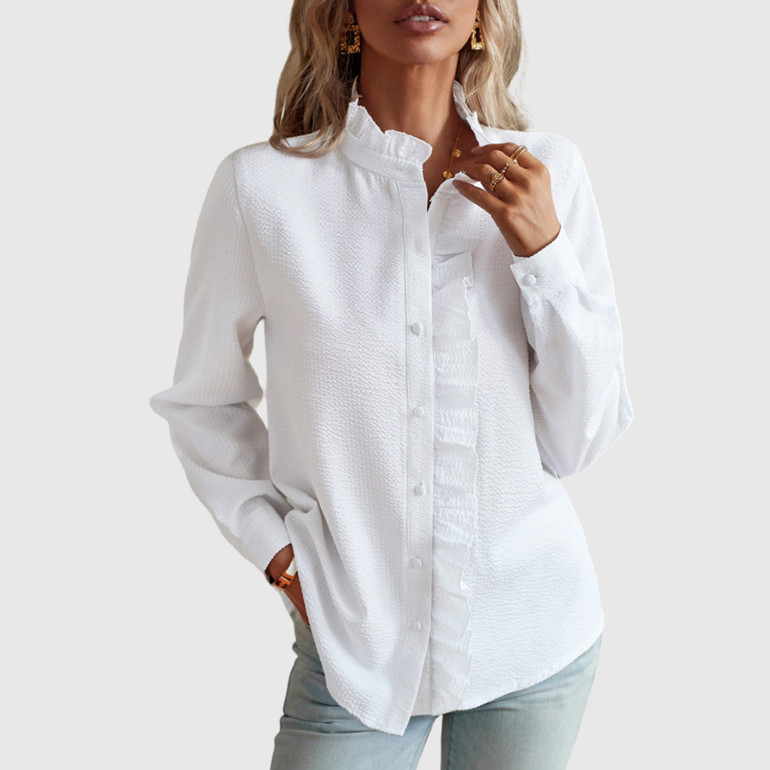 Charlotte | Gestreepte Blouse met Elegante Voile-Uiterlijk
