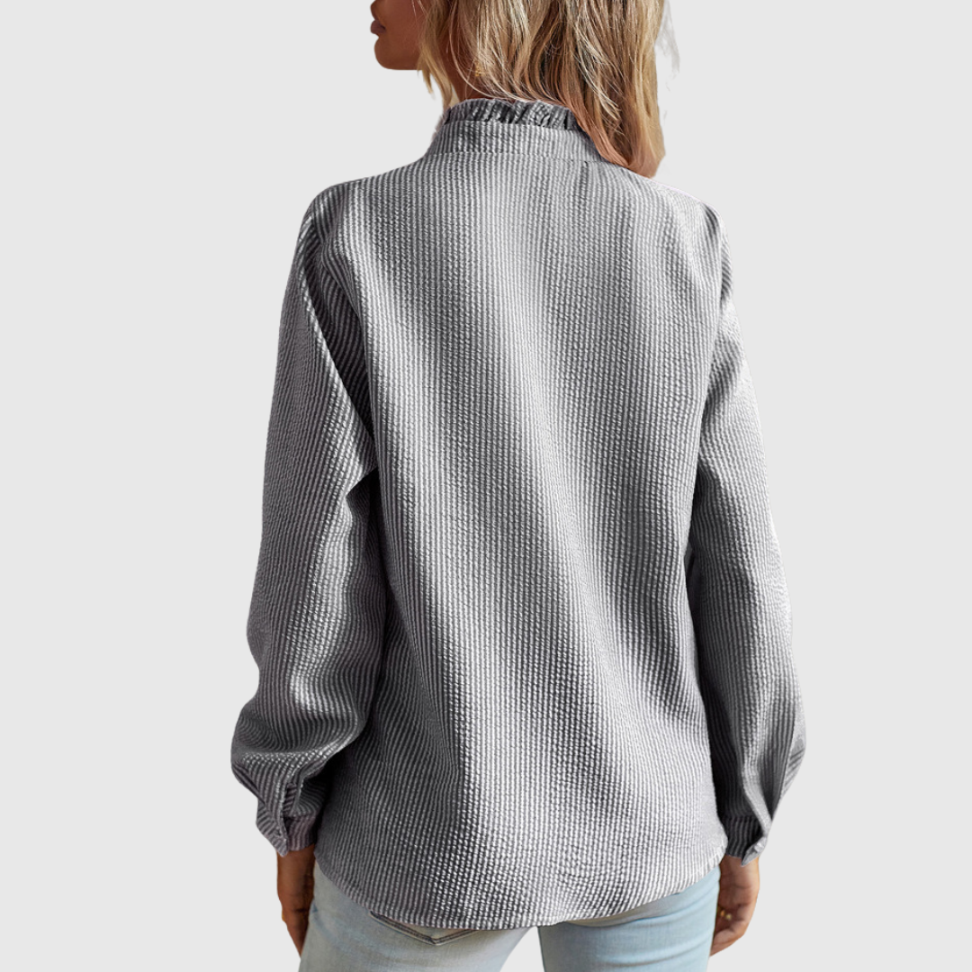 Charlotte | Gestreepte Blouse met Elegante Voile-Uiterlijk