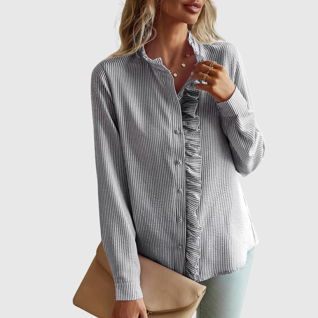 Charlotte | Gestreepte Blouse met Elegante Voile-Uiterlijk