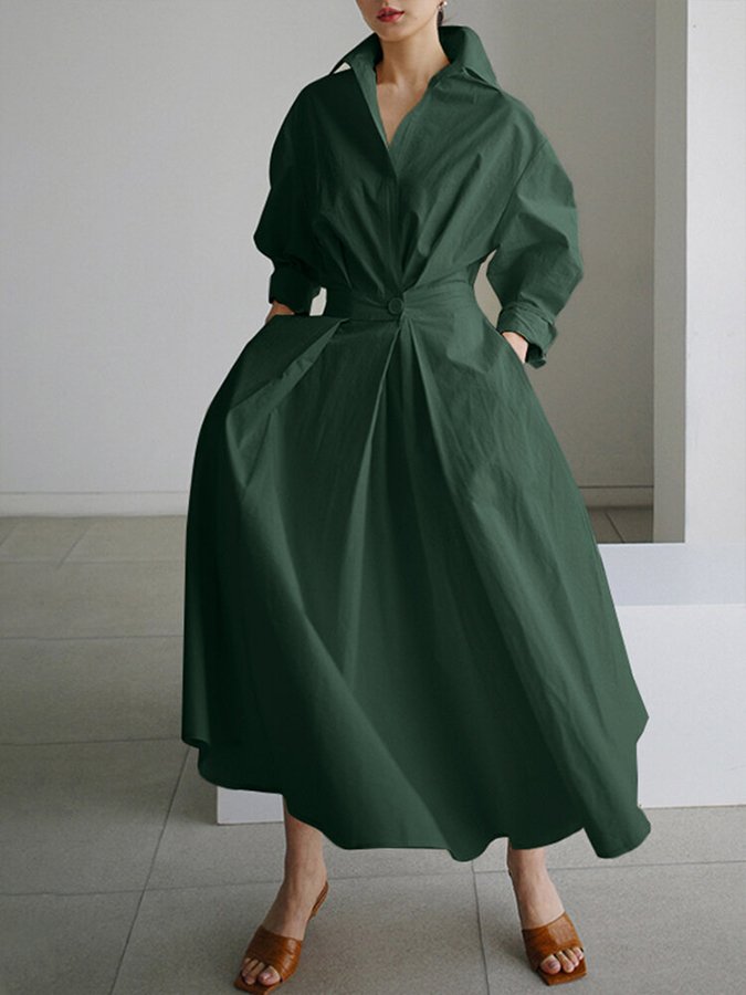 Clémence™ | Knopen Midi Jurk