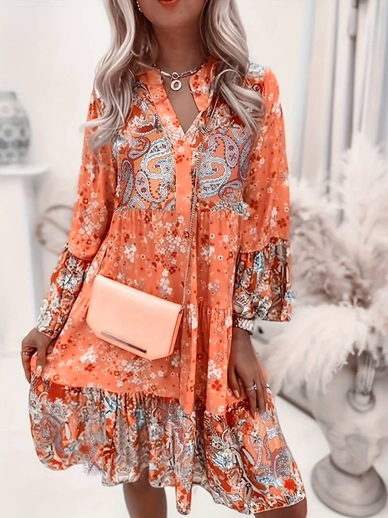 Gabriella | Stijlvolle Boho Jurk met Bloemenprint