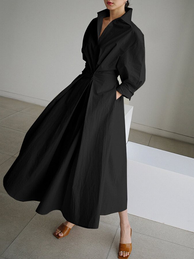 Clémence™ | Knopen Midi Jurk