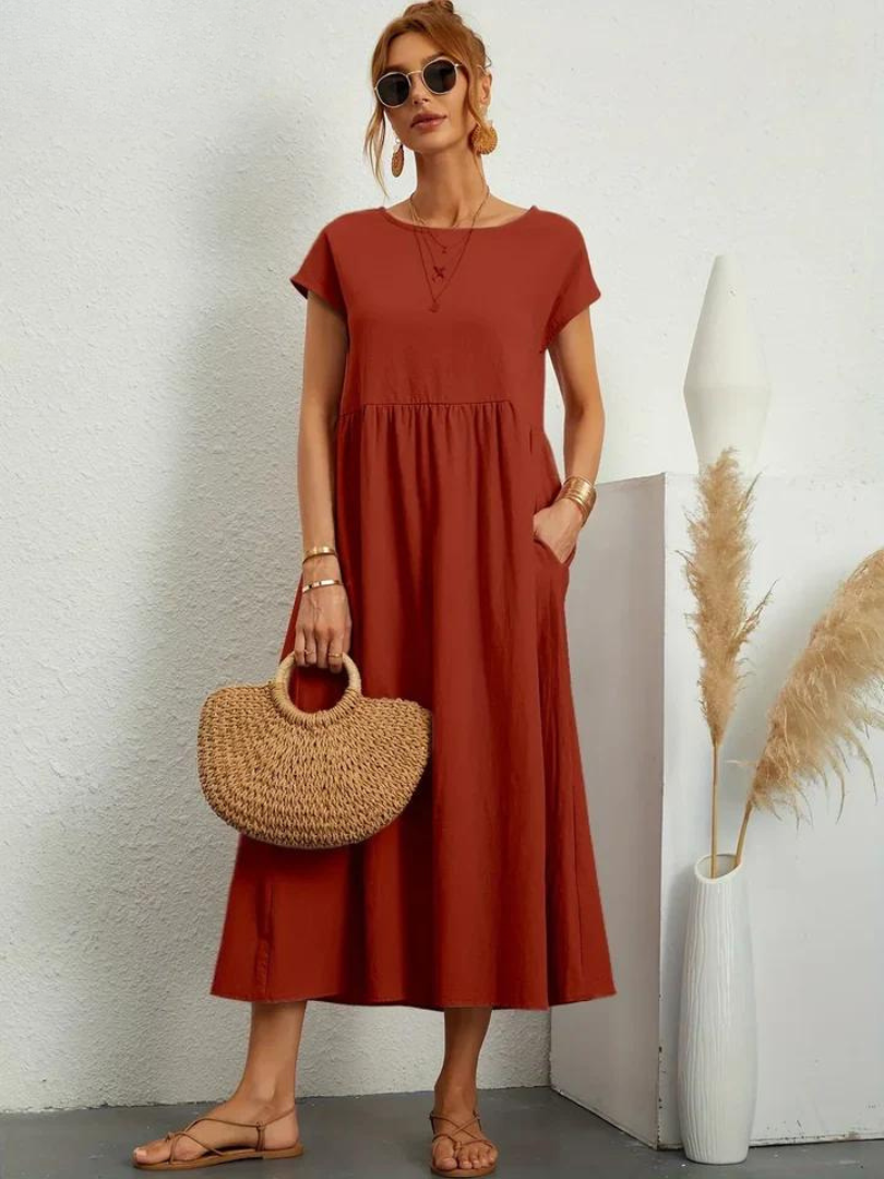 Ruby™ | Elegante Jurk van Katoen en Linnen