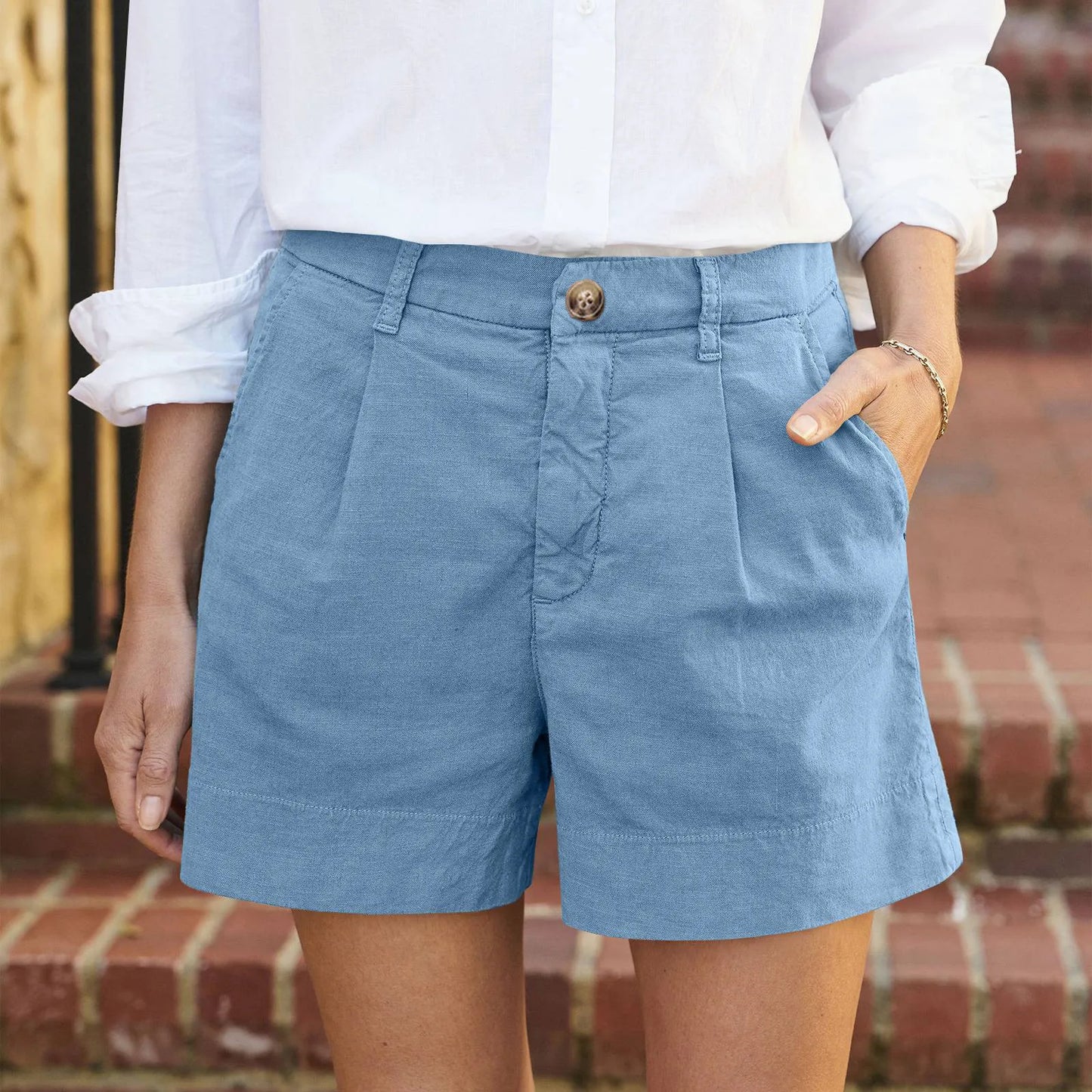 Bridget | Hoge taille shorts met knopen