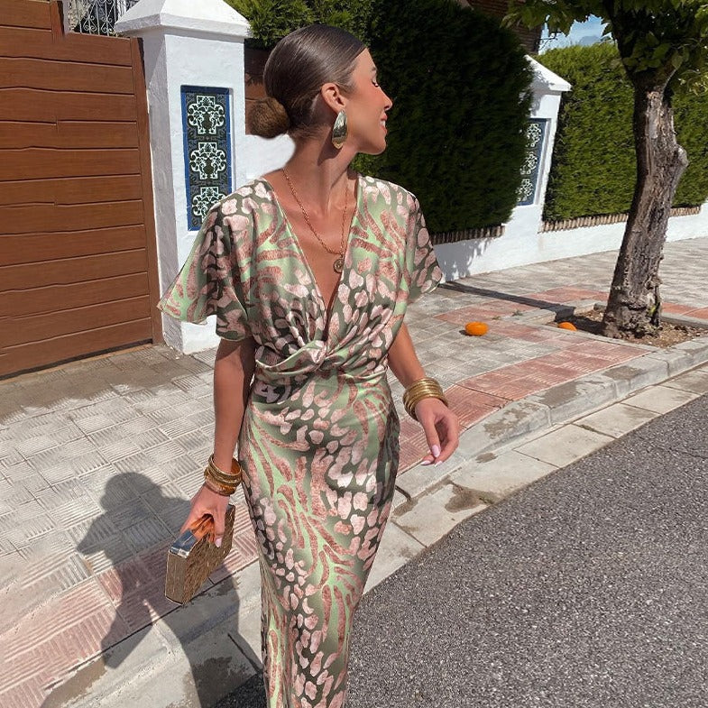 Rina™ - Dames V-hals Maxikleed