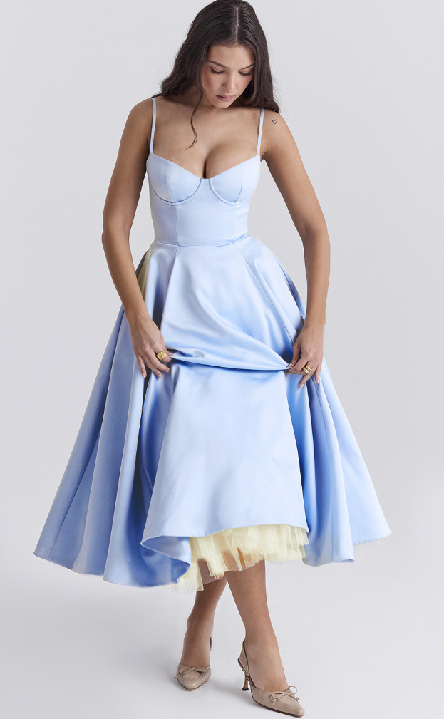 Jasmine™ | Satijnen Bustier Midi-jurk