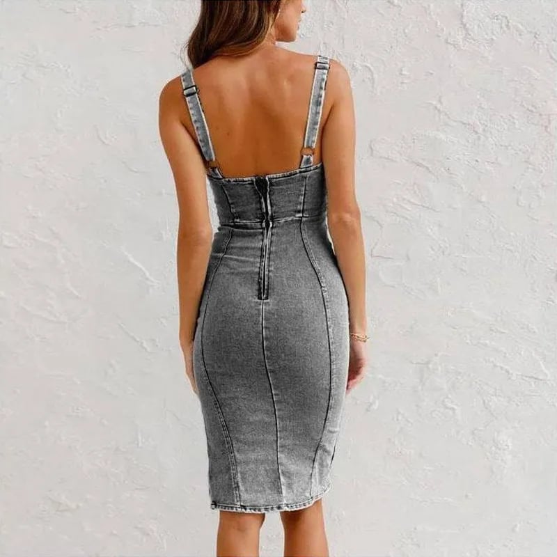 Taven | Elegante Jeansjurk met Bandjes – Zorgeloze Elegantie en Comfort