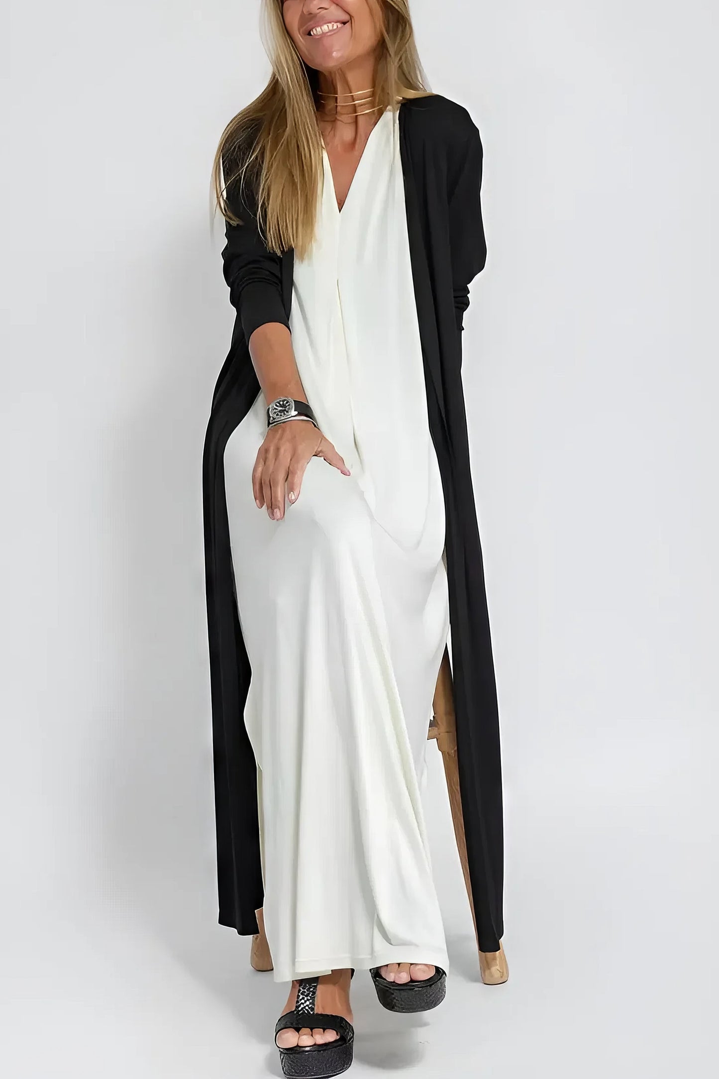 Lieve | Elegante Lange Jurk + Gratis Bijpassende Cardigan