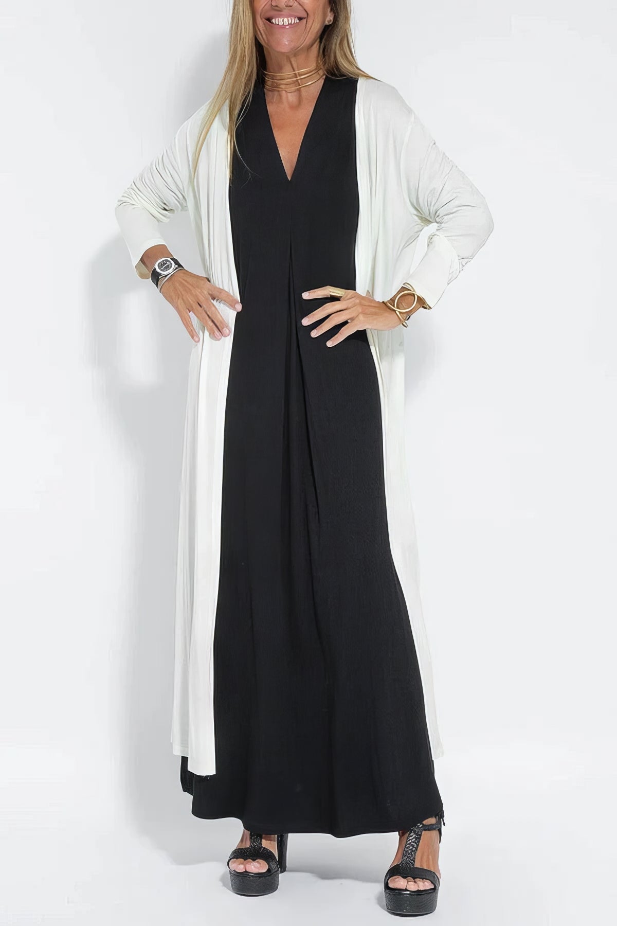Lieve | Elegante Lange Jurk + Gratis Bijpassende Cardigan