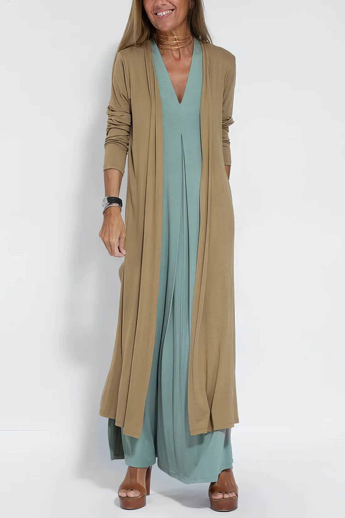 Lieve | Elegante Lange Jurk + Gratis Bijpassende Cardigan