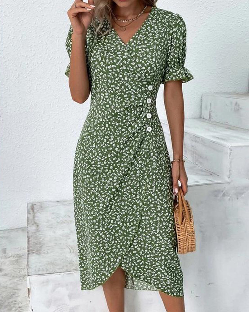 Rosa | Stijlvolle Bloemenprint V-hals Wrap Jurk