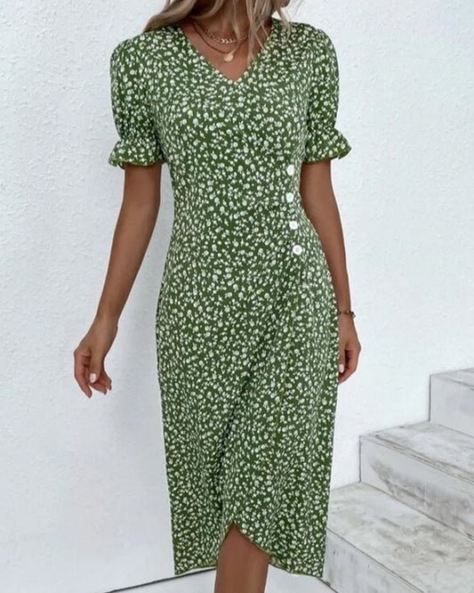 Rosa | Stijlvolle Bloemenprint V-hals Wrap Jurk