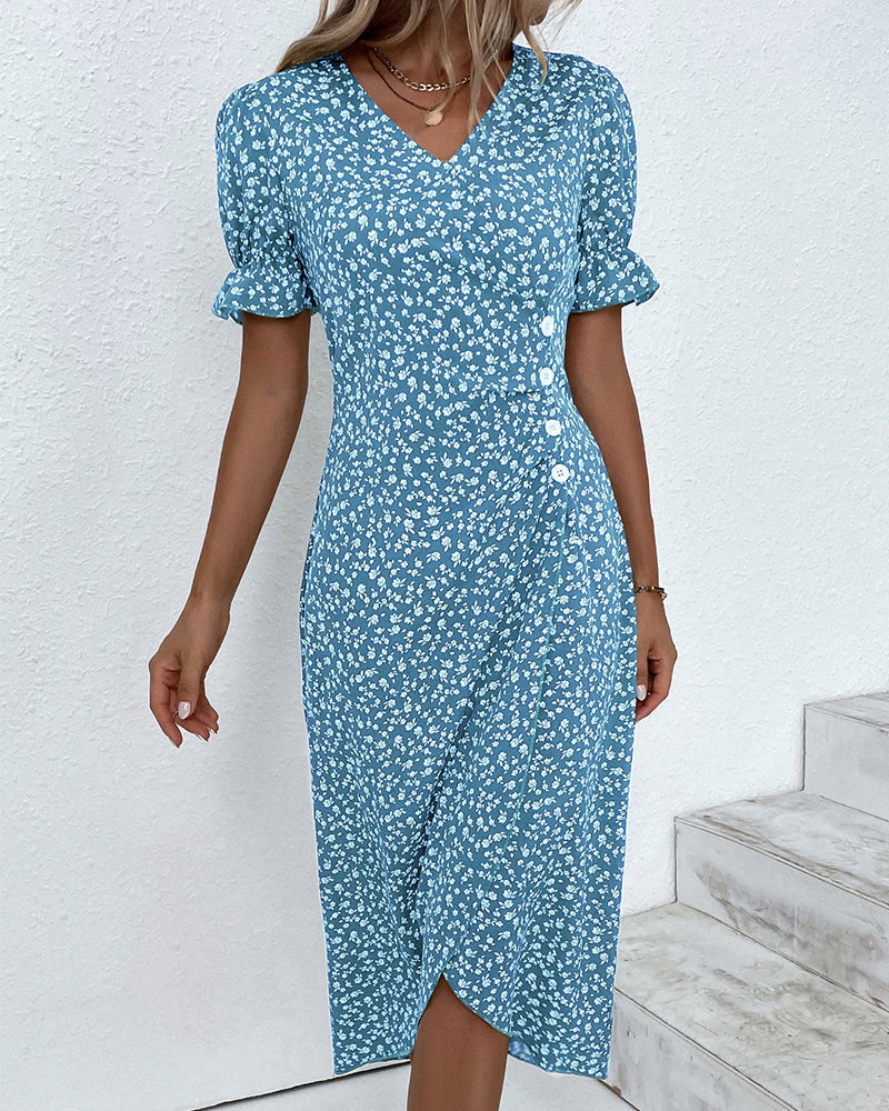 Rosa | Stijlvolle Bloemenprint V-hals Wrap Jurk