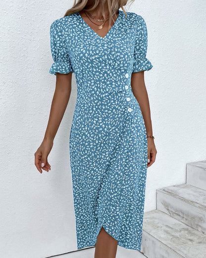 Rosa | Stijlvolle Bloemenprint V-hals Wrap Jurk