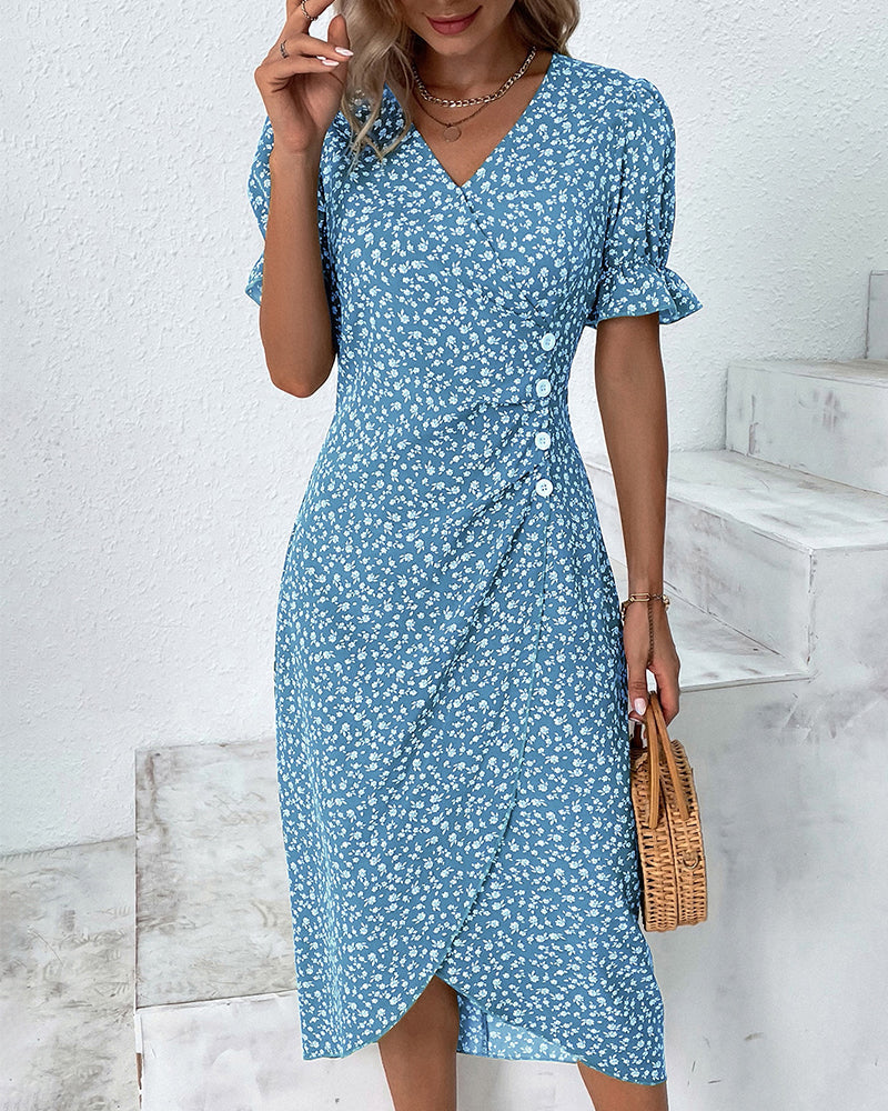 Rosa | Stijlvolle Bloemenprint V-hals Wrap Jurk