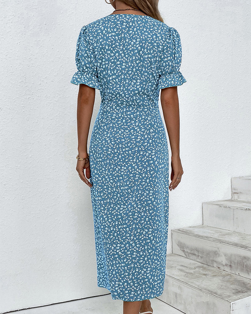Rosa | Stijlvolle Bloemenprint V-hals Wrap Jurk