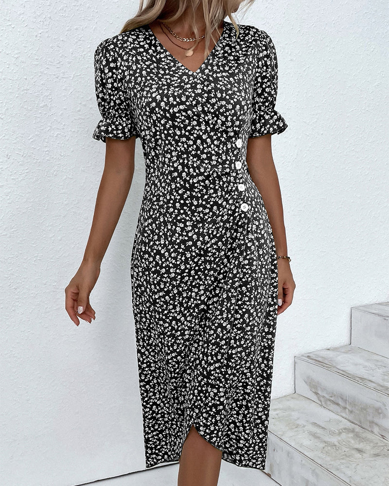Rosa | Stijlvolle Bloemenprint V-hals Wrap Jurk