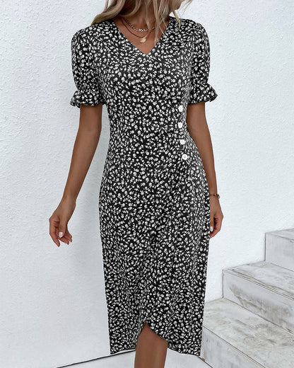 Rosa | Stijlvolle Bloemenprint V-hals Wrap Jurk