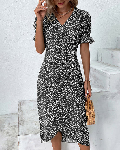 Rosa | Stijlvolle Bloemenprint V-hals Wrap Jurk