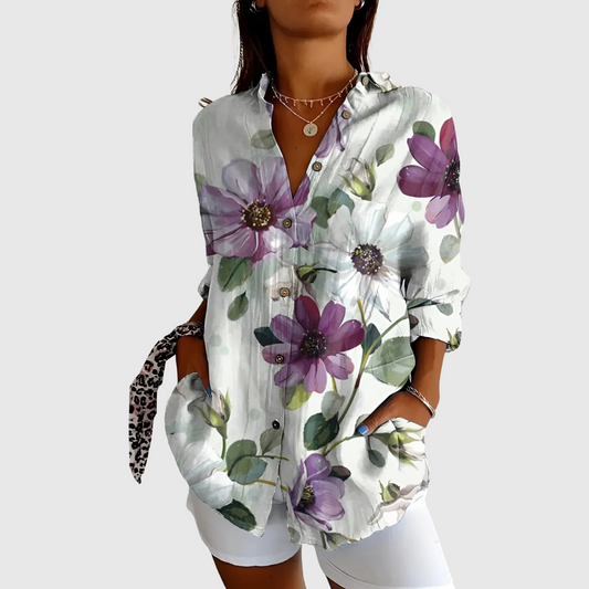 Paula | Lila bloemige Blouse