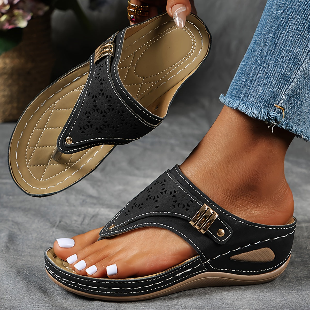 Caroline | comfortabele sandalen met sleehak en elastische band
