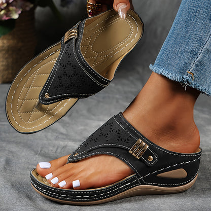 Caroline | comfortabele sandalen met sleehak en elastische band