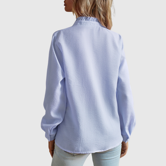 Charlotte | Gestreepte Blouse met Elegante Voile-Uiterlijk