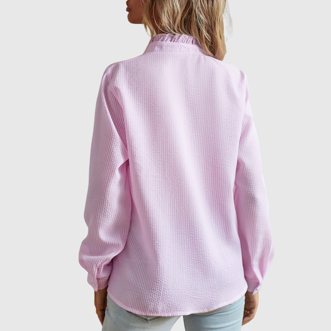 Charlotte | Gestreepte Blouse met Elegante Voile-Uiterlijk