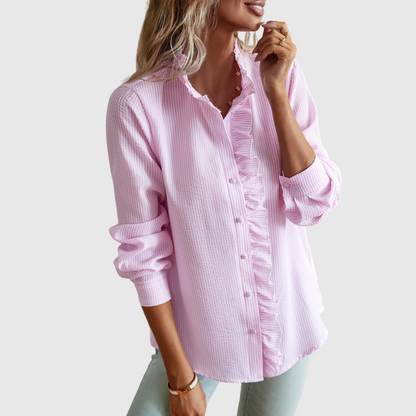 Charlotte | Gestreepte Blouse met Elegante Voile-Uiterlijk