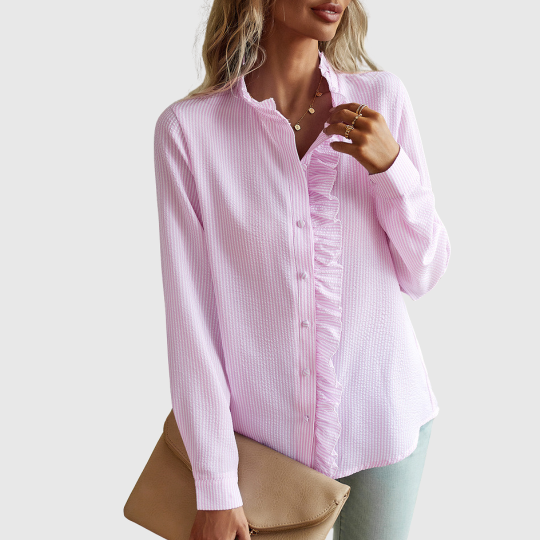 Charlotte | Gestreepte Blouse met Elegante Voile-Uiterlijk