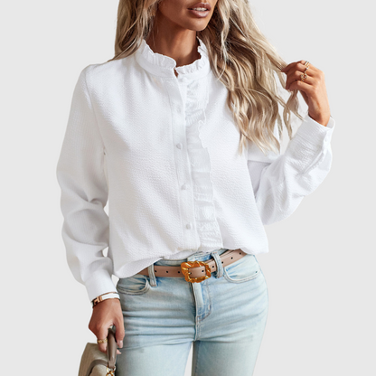 Charlotte | Gestreepte Blouse met Elegante Voile-Uiterlijk