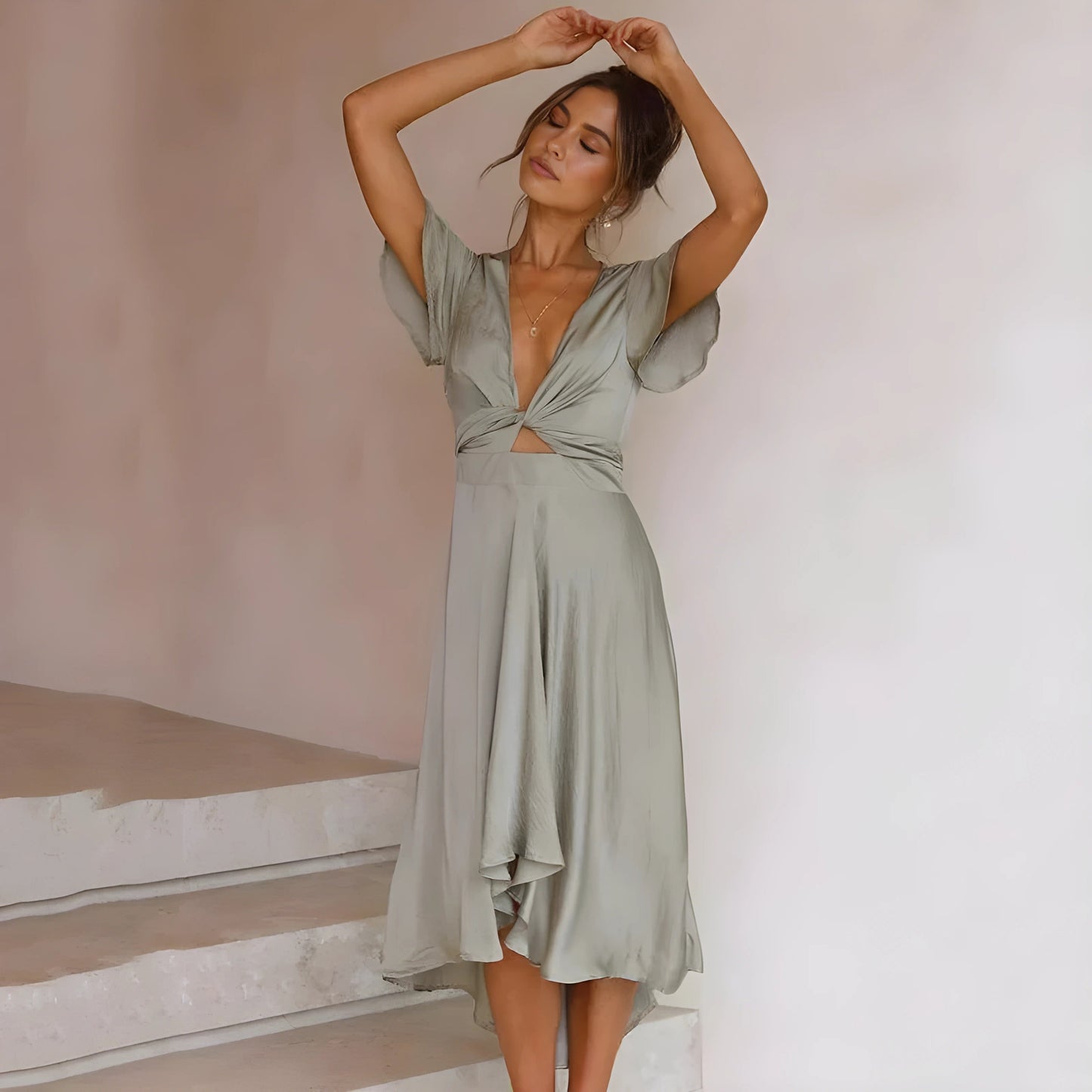 Erin™ | Midi-jurk met knoopdetail