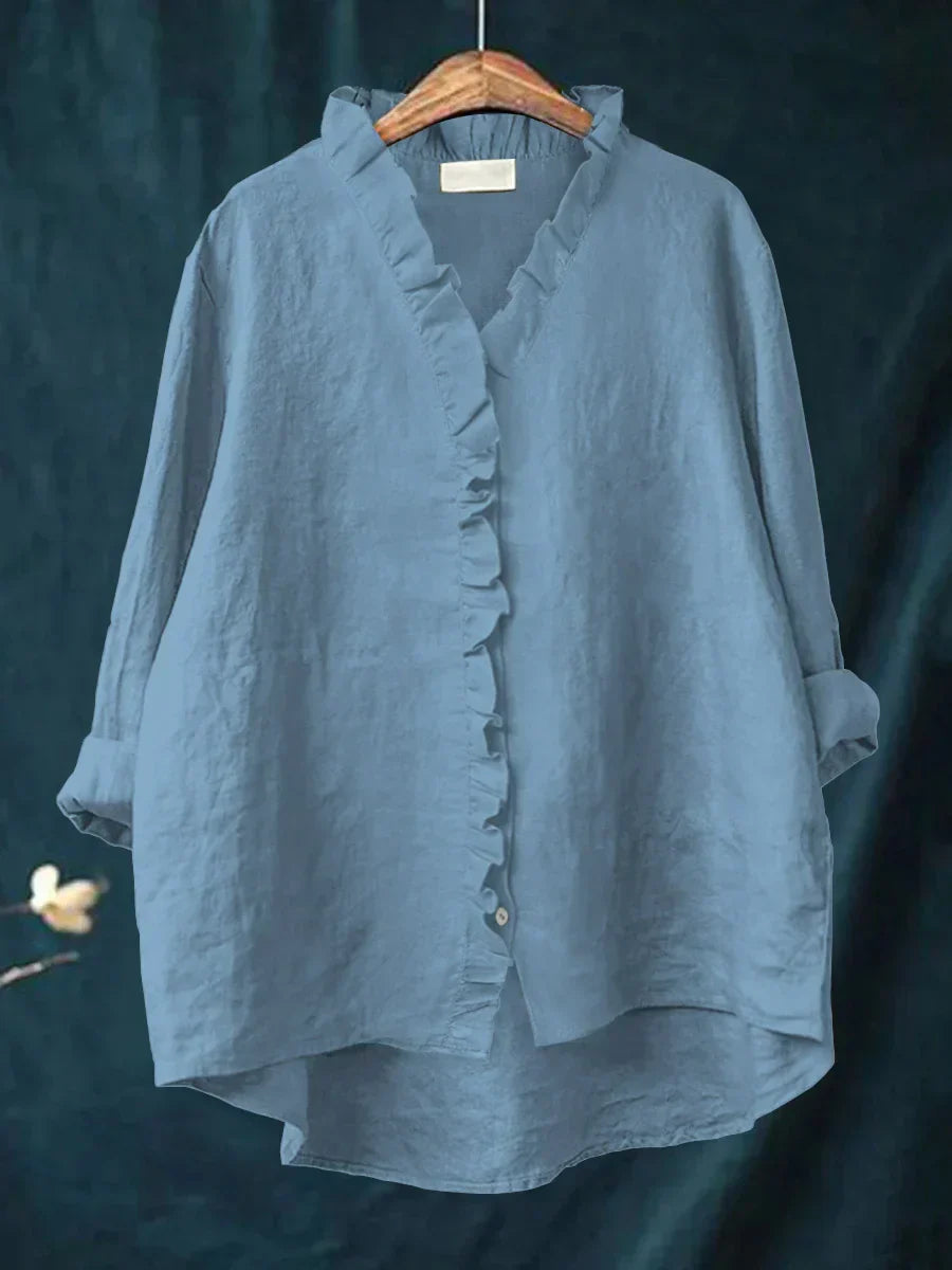 Samantha | Casual Katoen Linnen Ruffle Shirt