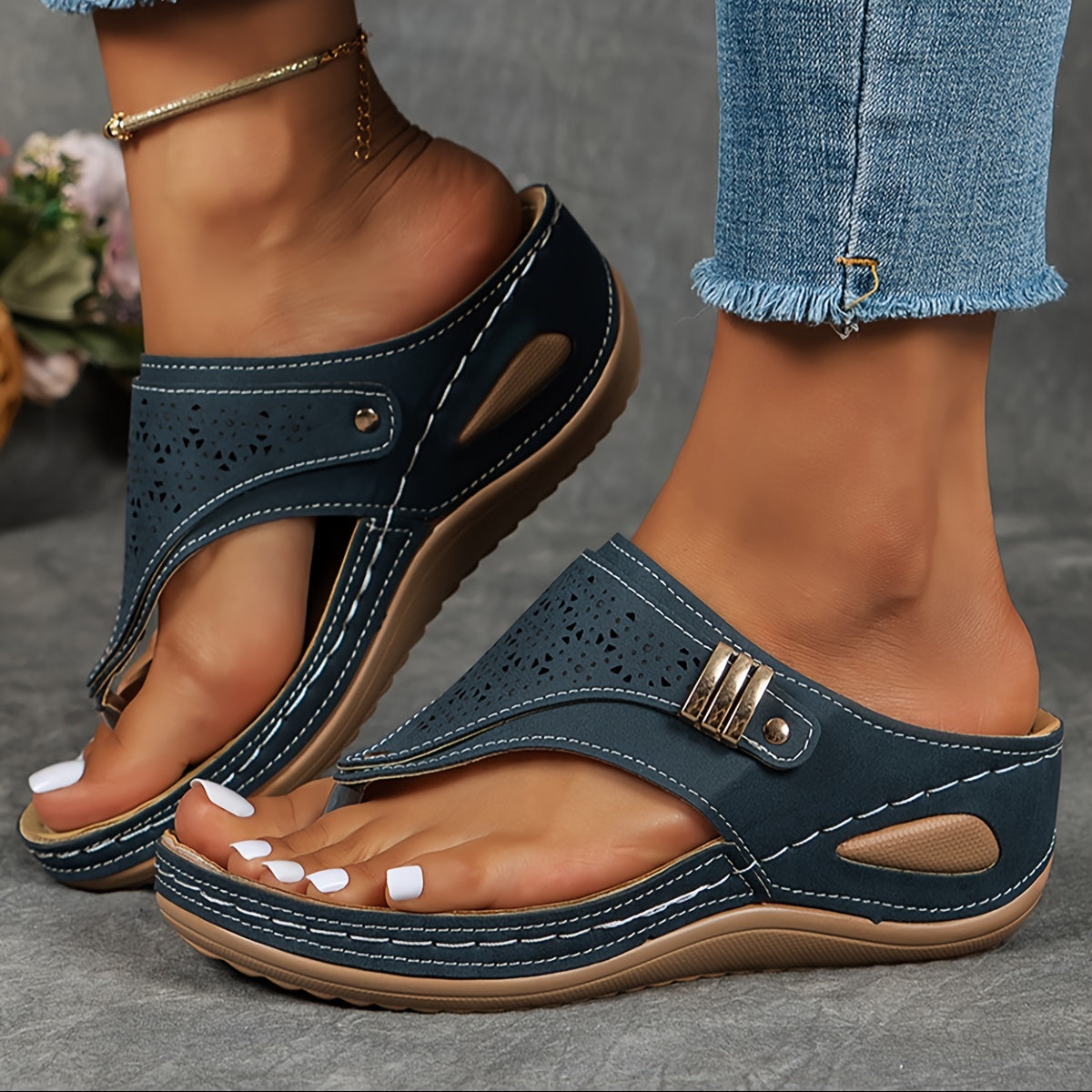 Caroline | comfortabele sandalen met sleehak en elastische band