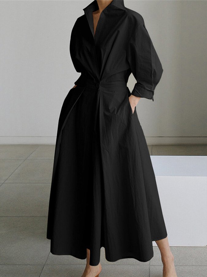 Clémence™ | Knopen Midi Jurk