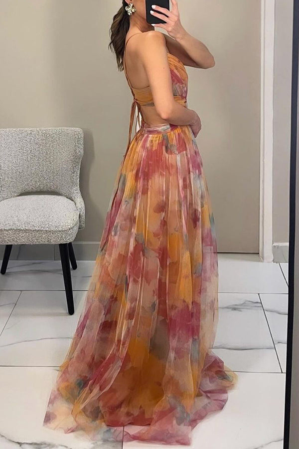 Floria - Lange jurk met bloemen