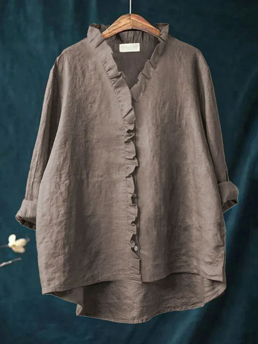 Samantha | Casual Katoen Linnen Ruffle Shirt