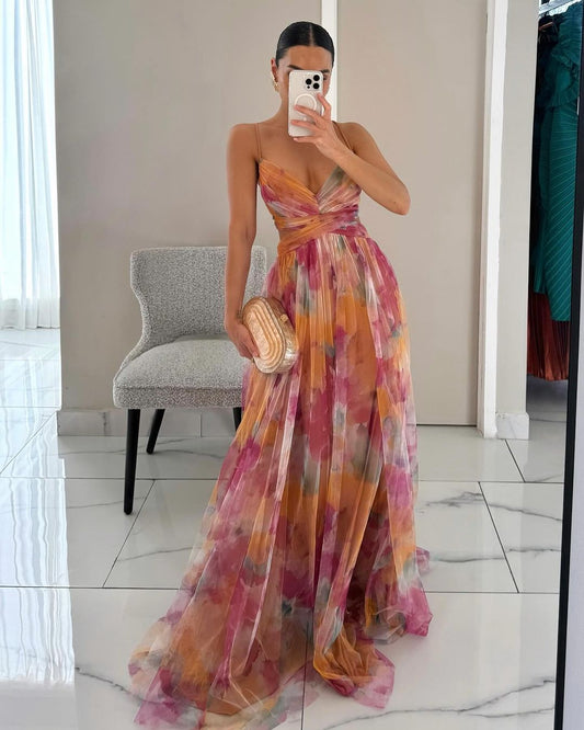 Floria - Lange jurk met bloemen