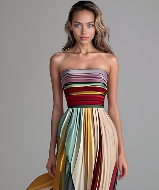 Elaine | Kleurrijke elegante mouwloze jurk