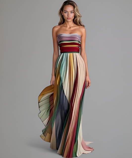 Elaine | Kleurrijke elegante mouwloze jurk