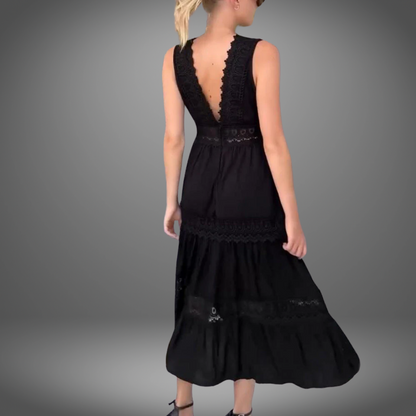 Marie™ | Mouwloze jurk met V-hals en kant