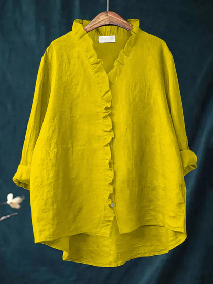 Samantha | Casual Katoen Linnen Ruffle Shirt