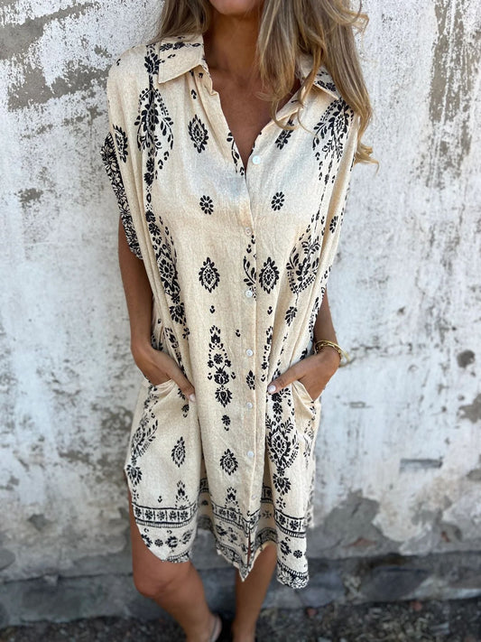 Isabelle | Casual Loose-Fit Jurk met Korte Mouwen