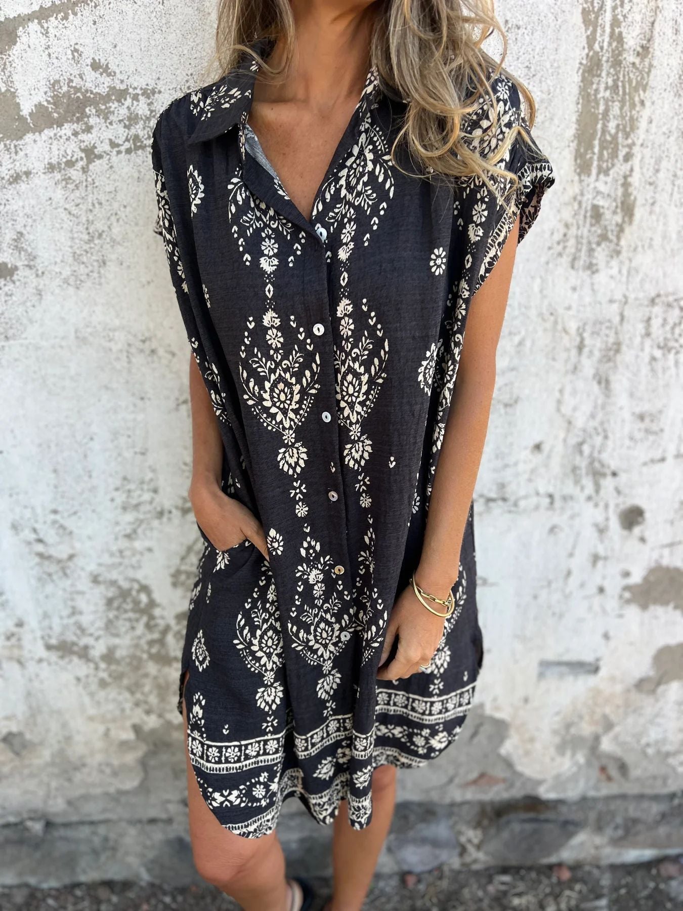 Isabelle | Casual Loose-Fit Jurk met Korte Mouwen