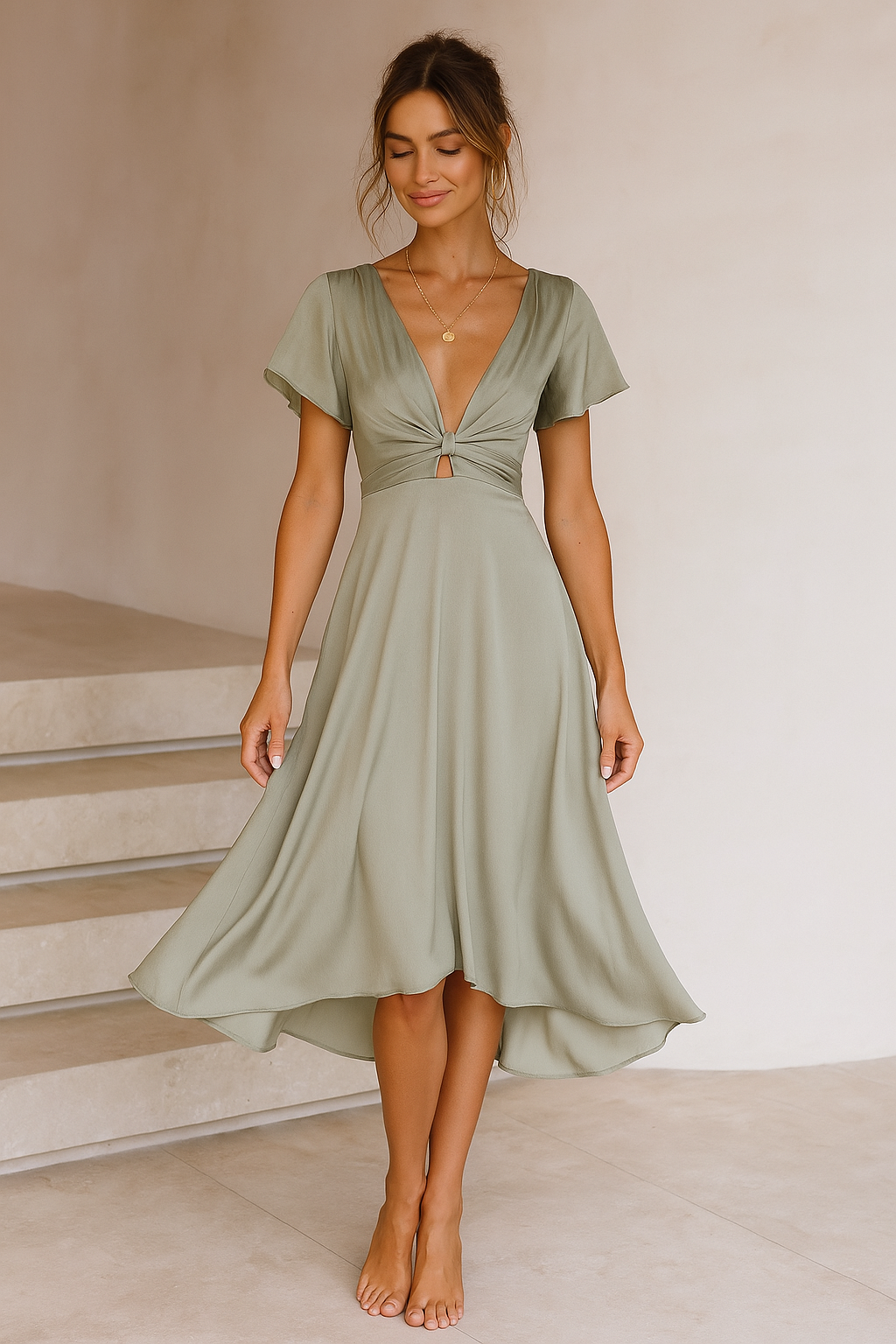 Erin™ | Midi-jurk met knoopdetail