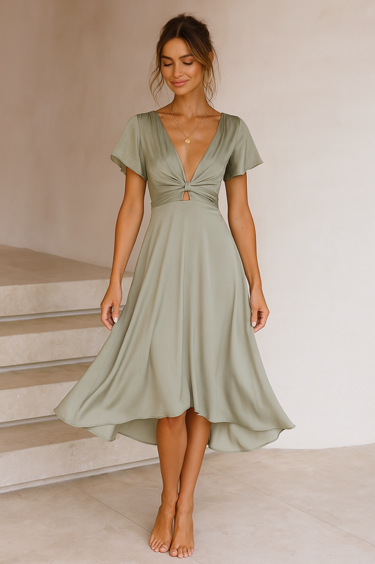 Erin™ | Midi-jurk met knoopdetail