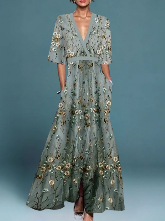 Océane | Elegante Lange Bloemenjurk