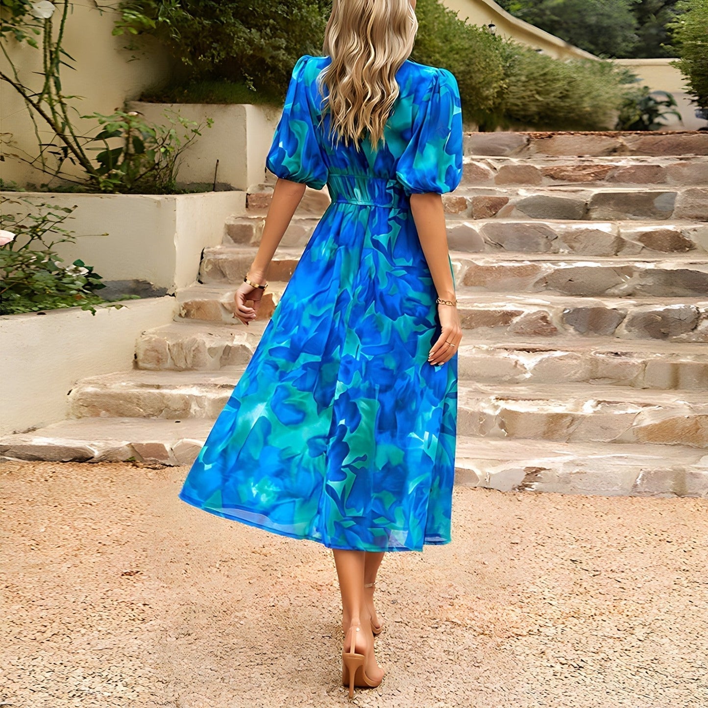 Rachelle - Midi-jurk met V-hals
